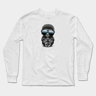 Cute Baby Gorilla Wearing Sunglasses Long Sleeve T-Shirt